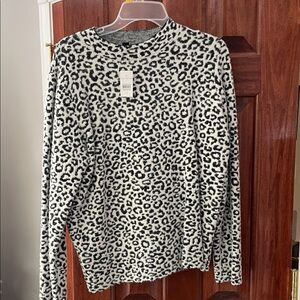 Ann Taylor Black and White Animal Print Sweater